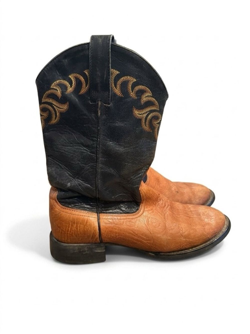 Ariat Mens Two Tone Brown Black Cowboy Leather Boots Size 9.5